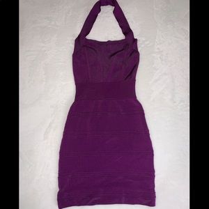 Bebe Square Neckline Halter Neck Bandage Dress XS
